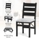 Black modern upholstered folding chair with ergonomic backrest and cushioned seat, ideal for dining and gatherings.