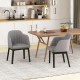 Curved backrest grey upholstered dining chairs set of 2 with rubber wood frame, perfect for dining or relaxing.