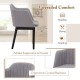 Curved backrest upholstered velvet dining chair in grey with supportive armrests, perfect for dining and chatting.