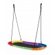 Colorful 60-inch saucer swing with LED lights, sturdy steel frame, and Oxford fabric seat, perfect for outdoor fun.