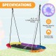 60-inch multicolor saucer swing with LED lights, sturdy steel frame, holds 700 lbs, ideal for kids and adults.