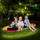 Colorful 60-inch saucer swing with LED lights, designed for kids and adults, perfect for outdoor nighttime fun.