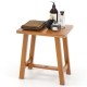 Teak shower stool with a smooth surface, ideal for shaving legs or as a small side table in bathrooms or living rooms.