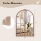 Arched window pane mirror with rustic wooden frame, 24x34 inches, ideal for living room or entryway decor.