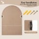 Arched window pane mirror with rustic wooden frame and 2 hanging hooks for easy wall installation in living rooms.