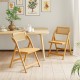 Natural rattan cane folding dining chairs set of 2 with rotatable backrests, ideal for kitchen or dining room use.