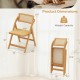 Rattan cane folding dining chair dimensions with rotatable backrest, natural bamboo wood, supports 330 lbs.