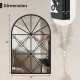 Arched window pane mirror with a black metal frame, measuring 23"x34", ideal for brightening living rooms and bedrooms.