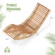 Acacia wood patio rocking sun lounger with ergonomic curved seat, slatted design, dimensions 63"x23.5"x26", supports.