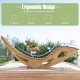 Acacia wood patio rocking sun lounger with ergonomic curved seat, ideal for poolside relaxation and comfort.