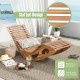 Acacia wood patio rocking sun lounger with slatted design for breathable seating, ideal for poolside relaxation.