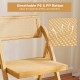 Breathable PE and PP rattan folding dining chair with rotatable backrest for optimal airflow and comfort in natural.