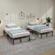 Two twin beds with 14-inch heavy-duty metal platform frames, featuring spacious under-bed storage and a modern design.