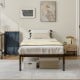 Single view of the 14-inch heavy-duty metal platform bed frame, featuring a sturdy iron structure and modern design.