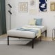 Heavy-duty metal platform bed frame with a simple design, suitable for various mattress types and under-bed storage.