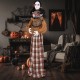 Haunted woman animatronic with pop-up head, flashing eyes, and creepy hands, perfect for Halloween parties and haunted.