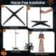 Haunted woman animatronic installation steps, featuring a sturdy base and pole setup for Halloween decorations.