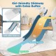 Kid-friendly slide with extra buffer zone, safe handrails, and smooth surface for kids' fun and safety in playrooms.