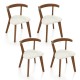 Set of 4 wood dining chairs with padded seats and curved backrests in walnut finish, perfect for dining or study areas.