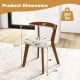 Wood dining chair with curved backrest, padded seat, and dimensions shown for versatile use in living rooms or.