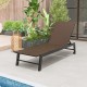 PE wicker chaise lounge chair with adjustable backrest and wheels, perfect for poolside relaxation and sunbathing.