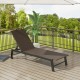 PE wicker patio chaise lounge chair with wheels, adjustable backrest, ideal for poolside relaxation and sunbathing.