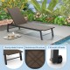 PE wicker chaise lounge chair with adjustable backrest and wheels, perfect for poolside relaxation and outdoor comfort.
