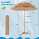 6.5 feet thatched tiki umbrella with foldable stand, made of polyester fabric, ideal for outdoor sun protection.