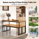 Patio dining bench featuring a natural acacia wood slatted seat with adjustable foot pads for stability on uneven.