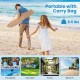 6.5 feet thatched tiki umbrella with foldable stand, portable design, ideal for beach, patio, or garden use.
