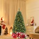 Full view of a 6 FT artificial Christmas tree with 568 branch tips and warm white LED lights, surrounded by festive.