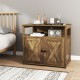 Rustic cat litter box enclosure with double barn doors, side entry, and spacious storage shelf for tidy living spaces.