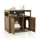 Cat litter box enclosure with double barn doors, side entry, and storage shelf for tidy and organized spaces.