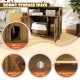 Cat litter box enclosure with double barn doors, side entry, and spacious storage shelf for tidy organization.