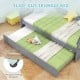 Twin size house bed with slide-out trundle, gray finish, featuring smooth rolling wheels and safety guardrail for.