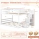 Dimensions of the Solid Wood Full Over Full Low Bunk Bed with Storage Stairs in white, ideal for kids' rooms and.