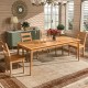 Rectangular acacia wood dining table for 6 with natural finish, perfect for outdoor gatherings and patio use.
