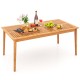 Rectangular bistro dining table made of acacia wood, seating 6, perfect for outdoor gatherings with a natural finish.
