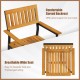 Patio outdoor dining chair with a curved backrest and wide slatted seat, crafted from acacia wood and metal for comfort.