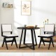 Set of 2 swivel dining chairs with black rubber wood frame and white faux sherpa upholstery, perfect for kitchen or.