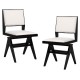 Set of 2 swivel dining chairs with black rubber wood frame and white faux sherpa upholstery for stylish seating.