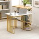 Rectangular dining table showcasing a faux marble top and gold metal frame, perfect for small dining areas with stylish.