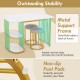 Rectangular dining table with gold metal frame, faux marble surface, and two upholstered stools for small space dining.