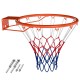 18" heavy duty basketball rim with orange frame and all-weather net, perfect for indoor and outdoor play.
