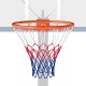 18" heavy-duty basketball rim with orange frame and durable all-weather net, perfect for indoor and outdoor play.