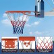 18" heavy duty basketball rim with thickened metal plate and weather-resistant net, perfect for indoor and outdoor play.