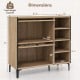 Dimensions of rustic shoe cabinet showcasing adjustable shelves and flip-up see-through doors for versatile storage.
