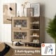 Rustic shoe cabinet with flip-up see-through doors, adjustable shelves, and anti-tipping kits for safety in entryway.