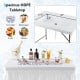 Folding ice bin table with spacious HDPE tabletop, ideal for camping and weddings, featuring a quick drainage system.
