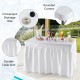 Folding ice bin table with skirt, featuring rounded corners and drainage hole, perfect for camping and weddings.